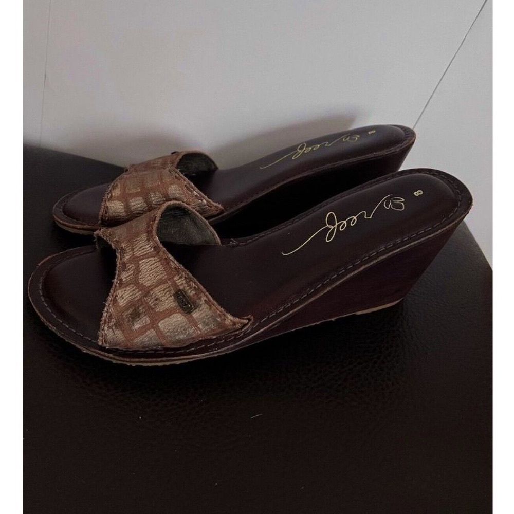 Reef wedge sandals brown metallic gold